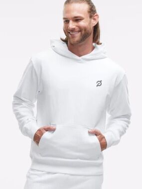 Peloton Men's White Hooded Pullover Sweatshirt